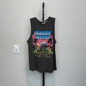 Spell & Gypsy the seaside motel black muscle tank top new XXL women streetwear